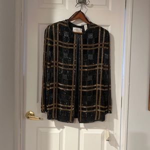 Lord and Taylor, size 14 W, silk blazer with sequins. Vintage sequins blazer NWT